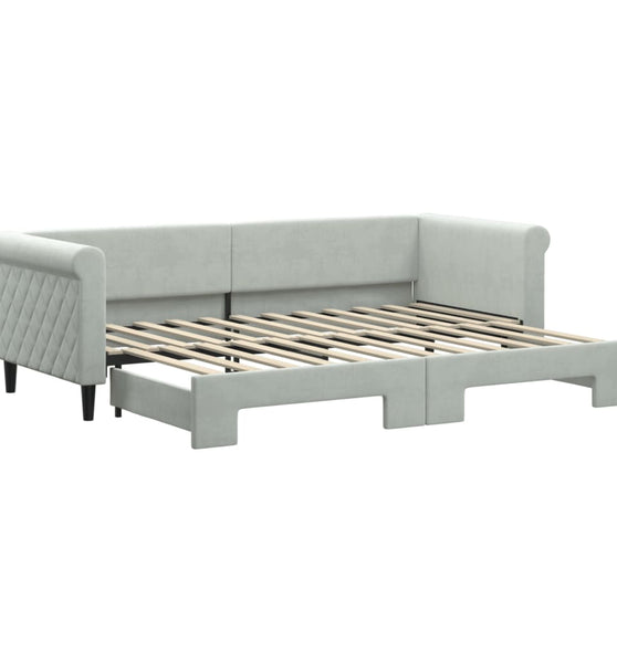 Tagesbett Ausziehbar Hellgrau 80x200 cm Samt