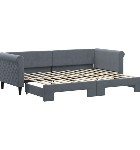 Tagesbett Ausziehbar Dunkelgrau 80x200 cm Samt