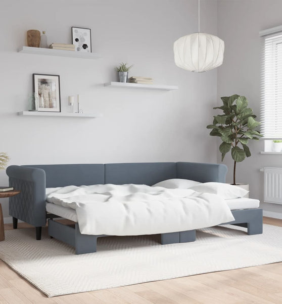 Tagesbett Ausziehbar Dunkelgrau 80x200 cm Samt