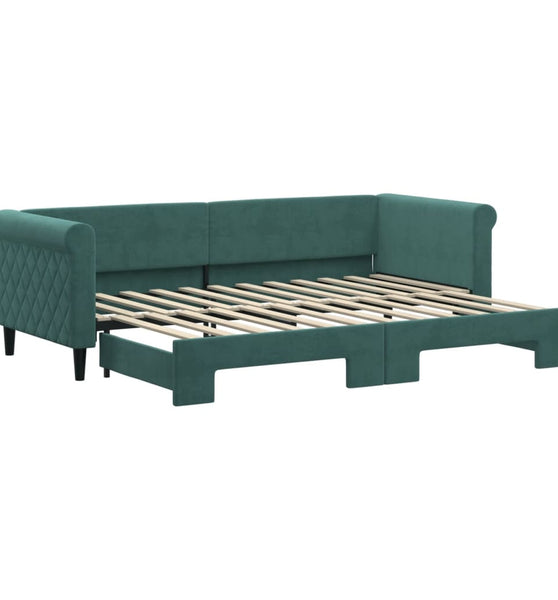 Tagesbett Ausziehbar Dunkelgrün 80x200 cm Samt