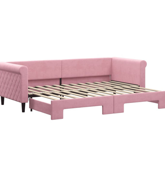 Tagesbett Ausziehbar Rosa 80x200 cm Samt