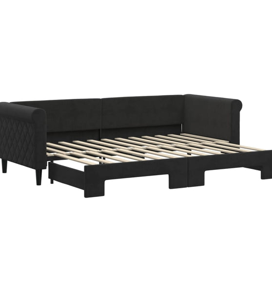 Tagesbett Ausziehbar Schwarz 80x200 cm Samt