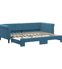 Tagesbett Ausziehbar Blau 90x200 cm Samt