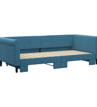 Tagesbett Ausziehbar Blau 90x200 cm Samt