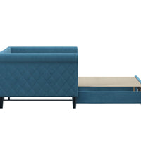 Tagesbett Ausziehbar Blau 90x200 cm Samt