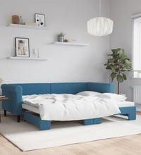 Tagesbett Ausziehbar Blau 90x200 cm Samt