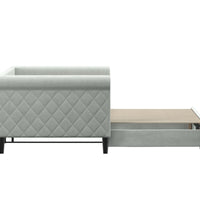 Tagesbett Ausziehbar Hellgrau 90x200 cm Samt