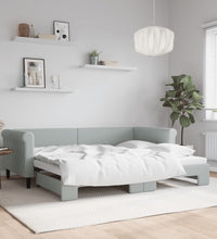 Tagesbett Ausziehbar Hellgrau 90x200 cm Samt