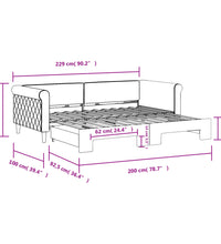 Tagesbett Ausziehbar Dunkelgrau 90x200 cm Samt