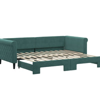 Tagesbett Ausziehbar Dunkelgrün 90x200 cm Samt