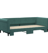 Tagesbett Ausziehbar Dunkelgrün 90x200 cm Samt