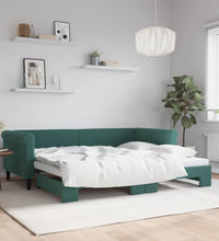 Tagesbett Ausziehbar Dunkelgrün 90x200 cm Samt