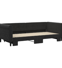 Tagesbett Ausziehbar Schwarz 90x200 cm Samt