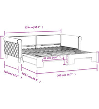 Tagesbett Ausziehbar Hellgrau 100x200 cm Samt