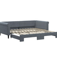 Tagesbett Ausziehbar Dunkelgrau 100x200 cm Samt