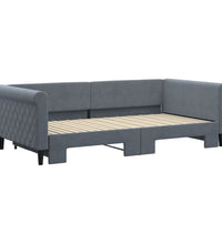 Tagesbett Ausziehbar Dunkelgrau 100x200 cm Samt
