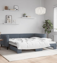 Tagesbett Ausziehbar Dunkelgrau 100x200 cm Samt