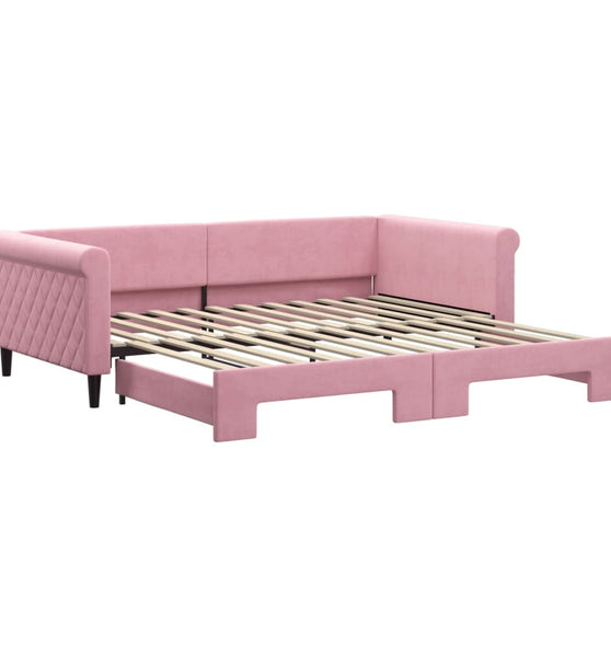 Tagesbett Ausziehbar Rosa 100x200 cm Samt