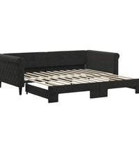 Tagesbett Ausziehbar Schwarz 100x200 cm Samt