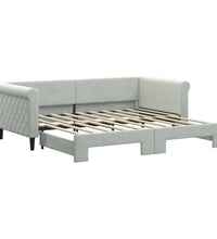 Tagesbett Ausziehbar Hellgrau 90x190 cm Samt