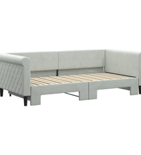 Tagesbett Ausziehbar Hellgrau 90x190 cm Samt