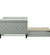 Tagesbett Ausziehbar Hellgrau 90x190 cm Samt