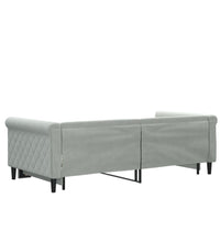 Tagesbett Ausziehbar Hellgrau 90x190 cm Samt