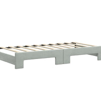 Tagesbett Ausziehbar Hellgrau 90x190 cm Samt