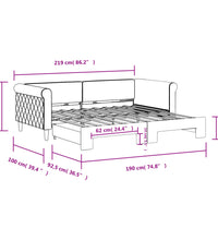 Tagesbett Ausziehbar Hellgrau 90x190 cm Samt