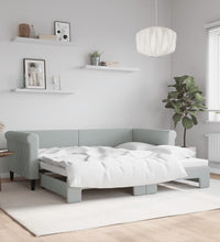 Tagesbett Ausziehbar Hellgrau 90x190 cm Samt