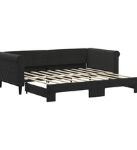 Tagesbett Ausziehbar Schwarz 90x190 cm Samt