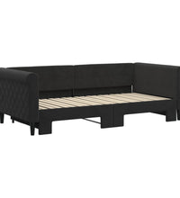 Tagesbett Ausziehbar Schwarz 90x190 cm Samt