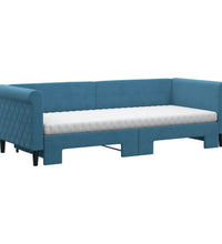 Tagesbett Ausziehbar mit Matratzen Blau 80x200 cm Samt