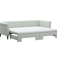 Tagesbett Ausziehbar mit Matratzen Hellgrau 80x200 cm Samt