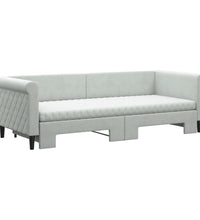 Tagesbett Ausziehbar mit Matratzen Hellgrau 80x200 cm Samt