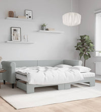 Tagesbett Ausziehbar mit Matratzen Hellgrau 80x200 cm Samt