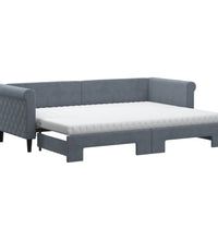 Tagesbett Ausziehbar mit Matratzen Dunkelgrau 80x200 cm Samt