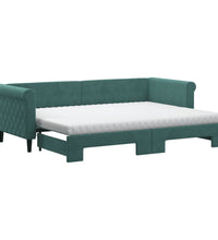 Tagesbett Ausziehbar mit Matratzen Dunkelgrün 80x200 cm Samt