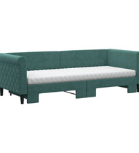 Tagesbett Ausziehbar mit Matratzen Dunkelgrün 80x200 cm Samt