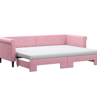 Tagesbett Ausziehbar mit Matratzen Rosa 80x200 cm Samt