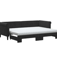 Tagesbett Ausziehbar mit Matratzen Schwarz 80x200 cm Samt