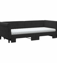Tagesbett Ausziehbar mit Matratzen Schwarz 80x200 cm Samt