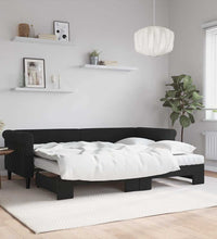 Tagesbett Ausziehbar mit Matratzen Schwarz 80x200 cm Samt