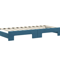 Tagesbett Ausziehbar mit Matratzen Blau 90x200 cm Samt