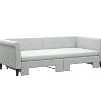 Tagesbett Ausziehbar mit Matratzen Hellgrau 90x200 cm Samt