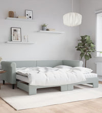 Tagesbett Ausziehbar mit Matratzen Hellgrau 90x200 cm Samt