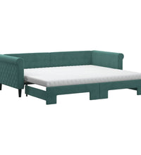 Tagesbett Ausziehbar mit Matratzen Dunkelgrün 90x200 cm Samt