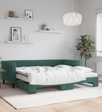 Tagesbett Ausziehbar mit Matratzen Dunkelgrün 90x200 cm Samt