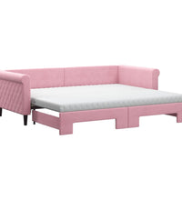 Tagesbett Ausziehbar mit Matratzen Rosa 90x200 cm Samt