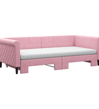 Tagesbett Ausziehbar mit Matratzen Rosa 90x200 cm Samt